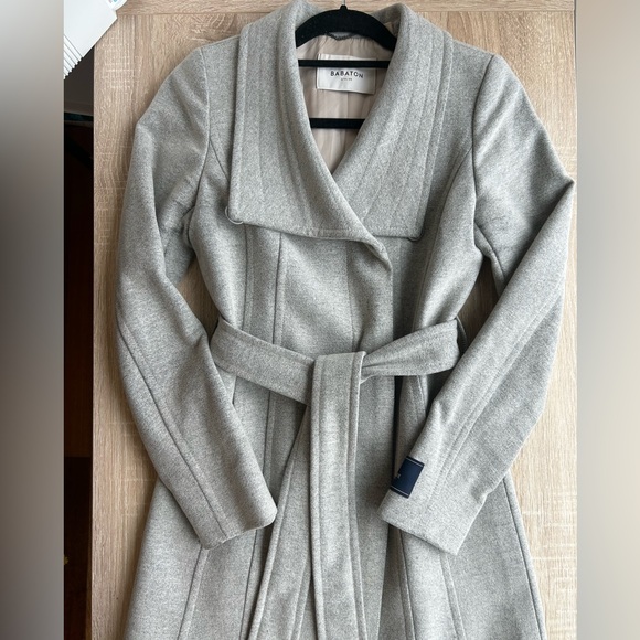 Babaton Jackets & Blazers - Babaton Light Gray Wrap Coat